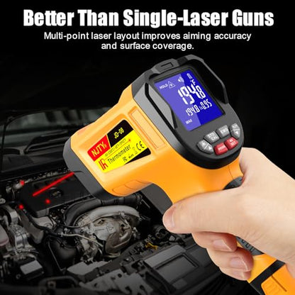 NJTY Infrared Thermometer Gun, -58℉ to 3992℉, High Temp Laser Thermometer with Adjustable Emissivity, Non-Contact Digital IR Pyrometer for Furnace, Kiln, Metal, Industrial Use - style: -58℉ to 3992℉