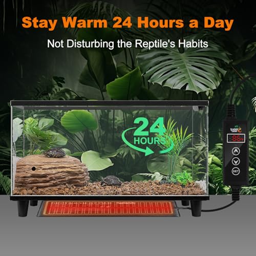 LUCKY HERP Reptile Heating Pad 16W 8X12 Inch with Thermostat, Under Tank Heater Terrarium Warmer Heat Mat and Digital Thermostat Controller for Hermit Crab, Turtles Lizards, Reptile - size: 16