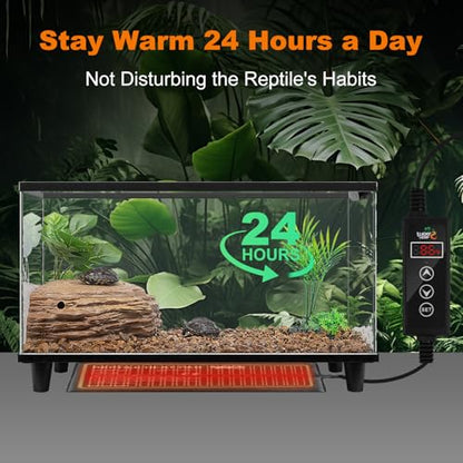 LUCKY HERP Reptile Heating Pad 16W 8X12 Inch with Thermostat, Under Tank Heater Terrarium Warmer Heat Mat and Digital Thermostat Controller for Hermit Crab, Turtles Lizards, Reptile - size: 16