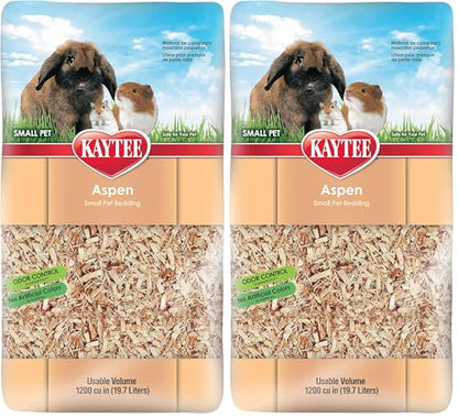 Kaytee Aspen Small Animal Pet Bedding for Pet Guinea Pigs, Rabbits, Hamsters, Gerbils, and Chinchillas, 19.7 Liters (Pack of 2) - size: 19.7 Liter (Pack of 2)