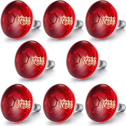 VIHOSE 8 Pack Infrared Heat Lamp for Chickens 150 Watt 120v Thickened Red Heat Lamp Bulbs for Food Service, Reptile, Pet, Bathroom, Light Therapy Use E26 Base - style: 150 Watt