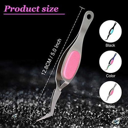 Mudder 3 Pcs Reverse Tweezers Craft Crossing Lock Tweezers Reverse Grip Precision Curved Bent Straight Fine Tip for Craft Jewelry Beading Electronic Laboratory Work(Curved Tip) - style: Curved Tip