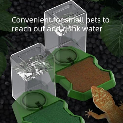 Reptile Water Dispenser with Bottle,Prevent Drowning Water Dispenser,Reptile Water Feeder with Absorbent Cotton, Feeding Accessories for Terrarium Tank, Turtle, Geckos, Lizards (Brown, 18x13x8cm) - color: brown