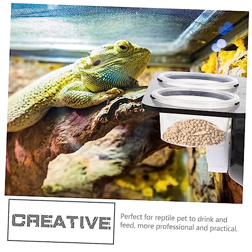 2-Pack Reptile Feeding Ledge with Suction Cup Gecko Water Feeder and Food Bowl for Reptile Tank Supplies Random Color Accessories