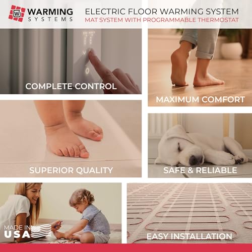 15 Sqft 120V Electric Radiant Floor Heating Mat – Includes Heating Mat, Programmable Thermostat, Thermostat Floor Sensor, Installation Monitor and Under Tile Heater - size: 15 Sq Ft (120 Volt)