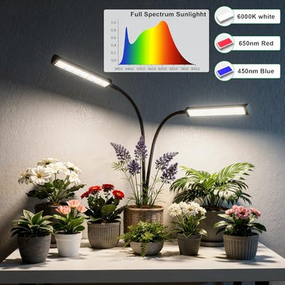 GooingTop Grow Light 100W 6000K, Super Bright White Desktop Clip Plant Lamp for Seedlings Succulents Seeds Starting Indoor Plants Growing,Bendable Gooseneck & Timer 4 8 12 H - size: 100Watts
