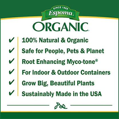 Espoma Organic Potting Soil Mix - All Natural Potting Mix for All Indoor & Outdoor Containers Including Herbs & Vegetables. for Organic Gardening, 4qt. Bag. Pack of 1