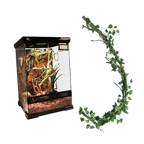 Sosoport 3pc Bendable Jungle Vines Decor for Reptile Habitat Flexible Artificial Leaf Vines with Cups for Lizards Snakes Frogs and More for Terrariums and Aquariums