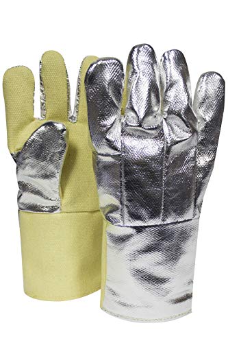 NATIONAL SAFETY APPAREL G64TCSR0114 Thermobest Glove with Carbon Kevlar Back, Large, Aluminized Back/Yellow Front