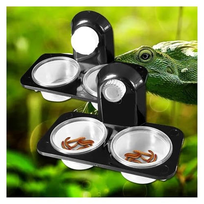 Reptile Tank Accessories Insect Spider Ants Nest Snake Gecko Food Water Feeding Bowl Terrarium Breeding Feeders Box Pets Supplie(Double Boxes) - color: Double boxes