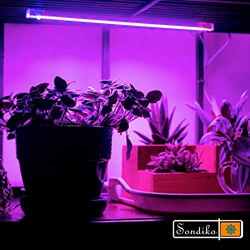 Sondiko LED Grow Light Strip, Auto On&Off Every Day Grow Light with Upgraded Controller, 48 LEDs, 4 Dimmable Levels for Indoor Plants - size: Purple Grow Light Strip