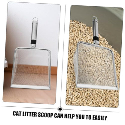 Stainless Steel Cat Litter Scoop Metal Litter Sifter 2.8mm Mesh Large 28.5x14x6cm Sand Shovel Pet Waste Cleaning