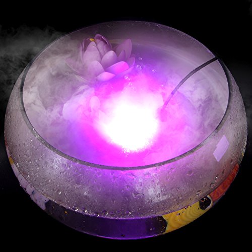 IMAGE Mist Maker Fogger Water Fountain Pond Fog Machine Atomizer Air Humidifier with 12 LED Light Color Change for Halloween, Black