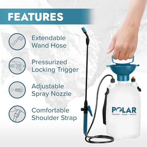 Polar Garden Pressure Sprayer - 1.32 Gallons, 2-Pack - Multipurpose Garden Sprayer - Adjustable Spray Nozzle - Extendable Wand Hose - Ergonomic Handle - Lockable Trigger Mechanism - size: Pack of 2