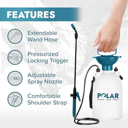 Polar Garden Pressure Sprayer - 1.32 Gallons, 2-Pack - Multipurpose Garden Sprayer - Adjustable Spray Nozzle - Extendable Wand Hose - Ergonomic Handle - Lockable Trigger Mechanism - size: Pack of 2