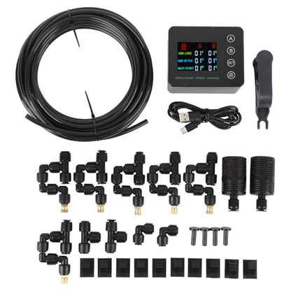 Double Pump Reptile Humidifier Misting System with Color Screen Adjustable Nozzle Automatic Spraying Reptile Mister for Aquarium
