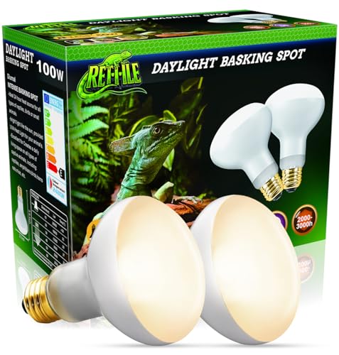 Reptile Heat Lamp 100W, Daylight UVA Basking Light Bulbs with E26 Base for Lizards, Turtles, Snakes and Amphibians 2 Pack