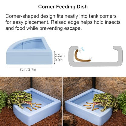 13Pcs Frogs Tank Accessories Set - Tree Frog Habitat Kit - Toad Terrarium Accessories with Hideout, Water Dish, Feeding Dish & Decorative Plants | Frog Tank Accessories for Tree Frog Terrarium