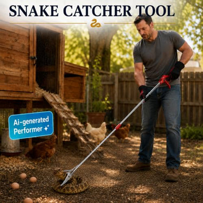 60" Snake Grabber, Collapsible Snake Tongs All-Stainless Steel, Humane Rattle Snake Reptile Catcher Pincher, Smooth Wide Jaw Hangling Tool with Lock - size: 60" snake grabber