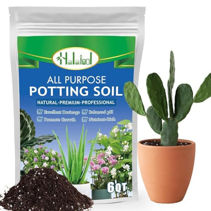 Halatool 6QT Indoor Potting Soil for Plants Orchid Potting Mix Garden Top Succulent Bonsai Soil for Aloe Vera Houseplants Flowers Vegetables & Herbs - size: 6 qt