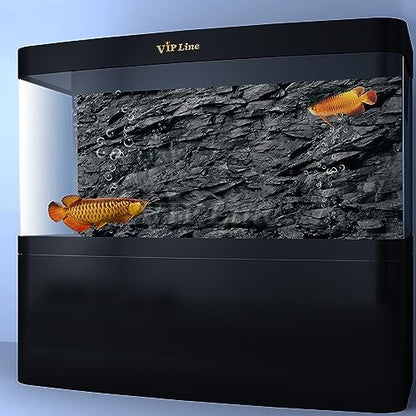 VIP. LINE 3D Effect Black Stone Texture Aquarium Background Poster Fish Tank Backdrop Decorations PVC Background (30" x 22"/ 76 x 56cm) - size: 30" x 22"/ 76 x 56cm