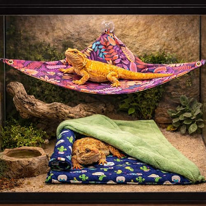Mechpia Bearded Dragon Tank Accessories, Reptile Bedding Hammock Soft Fabric Warm Sleeping Pillow with Cover Substrate for Bearded Dragon Leopard Gecko Lizard