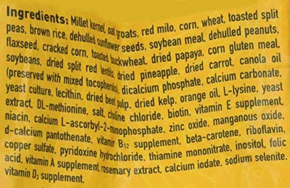 Hari Hagen Tropimix Enrichment Food for Cockatiels & Lovebirds, 2 lb. - HARI Parrot Food with Seeds, Fruit, Nuts, Vegetables, Grains, and Legumes - size: 2 Pound (Pack of 1)