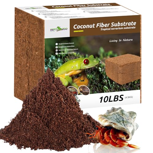 REPTI ZOO Reptile Coconut Fiber Substrate 72 Quart, Reptile Bedding Coco Coir Brick for Turtle, Hermit Crab, Spider, Frog | 100% Organic | Odor Absorption - style: Coconut Fiber Substrate
