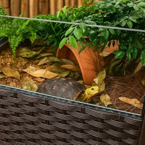 Turtle Habitat Box,Tortoise Habitat,Reptile Enclosure,Turtle Tank | Turtle Cage,Reptile Tank Turtle Habitat Tank,Tortoise House with Drainage Outlet,Small Animal Cage for Gecko,Lizard,Snake