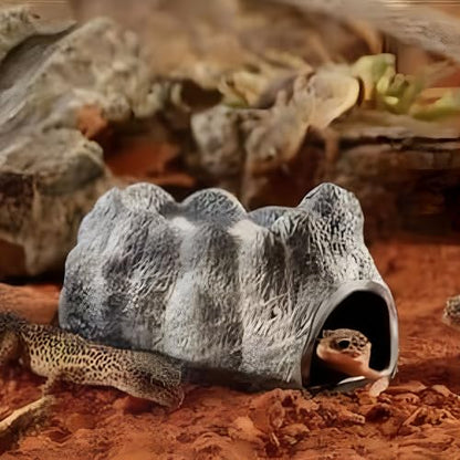 Exo Terra Wet Rock Moisture Retaining Ceramic Reptile Cave,Grey,Large - size: L