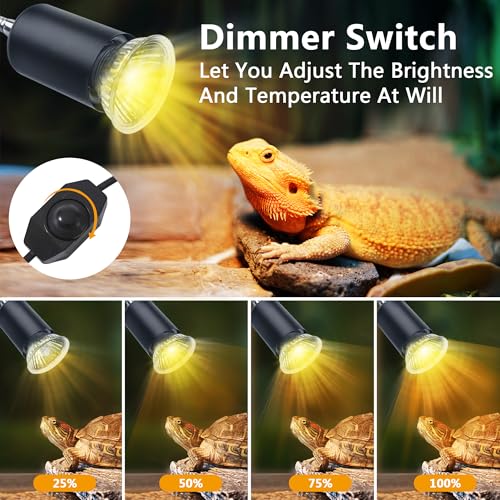 Reptile Heat Lamp with Dual Head, UVA UVB Light for Aquarium Turtle Tank, with 2 * 50w Basking Bulb and 360° Swivel Clamp Stand for Tortoise, Snake, Frog, Lizard. Halogen, Yellow Light - color: Lamp Holder B Dual Head +2 Bulbs