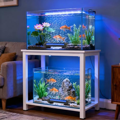 Fish Tank Bubbler Light for Aquarium: 2-in-1 Aquarium Grow Light with APP & Remote Control for Aquatic Pet Enthusiasts - RGB Changing Fish Lamp for 2-5 Gollon Freshwater Saltwater Tank Decor - size: 5.3 inch (2-in 1 with APP)