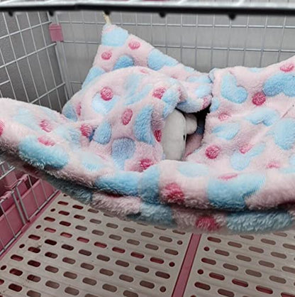 ISMARTEN Small Animal Hanging Hammock, Pet Hanging Nap Sack Sleep Bag Bed, Cage Hammock Beds for Ferret Guinea-Pig Sugar Glider Hamster Rat Mice Chinchilla Flying Gerbil and Squirrel (Pink) - color: Pink