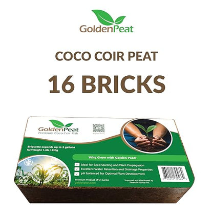 Organic Coconut Coir Bricks (650g X 16 Pack) – Low EC & high Water Retention. for Gardening & Potting. Just add Water to Transform Each Coco Coir Brick into 8-10L of Fluffy Nutrient-Rich Coco Peat