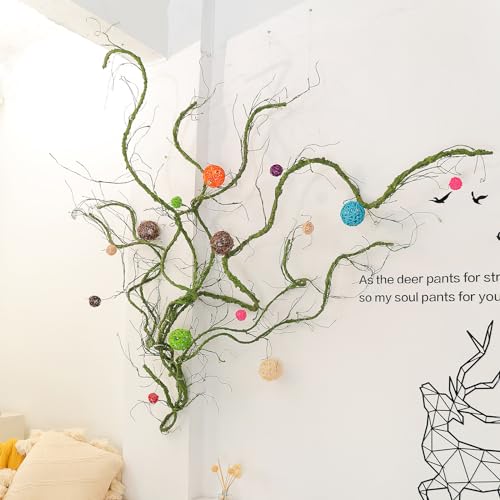 118 inch Big Artificial Green Tree Branches Ivy Grapevine Garland Fake Tree Trunk Wall Door Hanging Plants Twigs Moss for Garden Home Wedding Outdoor Jungle Leaves Room Decoration - size: Large