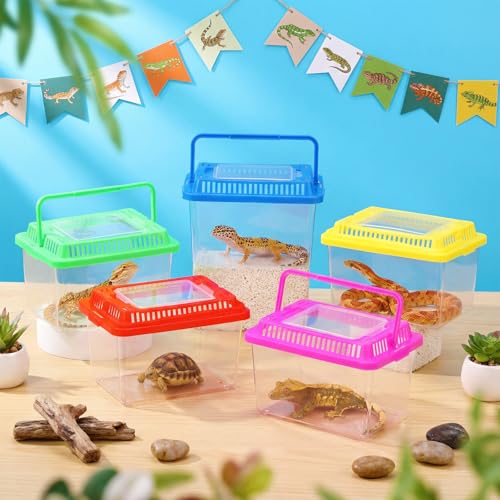 LemonRoad 25 Pcs Plastic Reptile Terrariums Carrier Cage Enclosure Snake Breeding Box Hatching Container Fish Tank with Ventilated Lid for Tarantula Spider Turtle Lizard (Classic,5.1x3.5x3.5 Inch) - color: Classic, size: 5.1x3.5x3.5 Inch