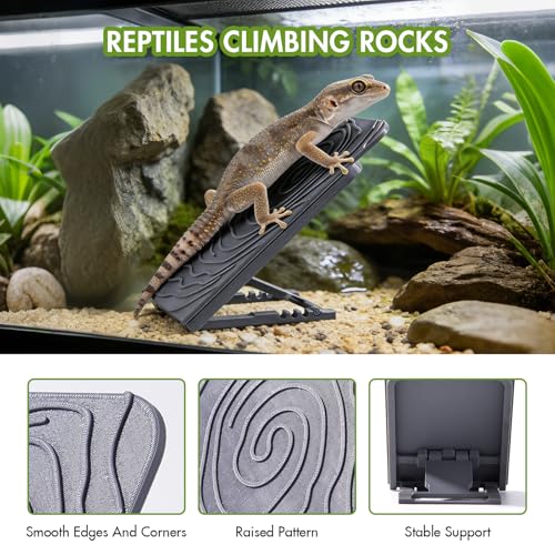 Reptile Climbing Wall, Bearded Dragon Climbing Exercise Ramp, 4 Angle Adjustable Climb Rock Wall for Gecko, Reptile Tank Accessories for Leopard Gecko, Lizards, Hermit Crab