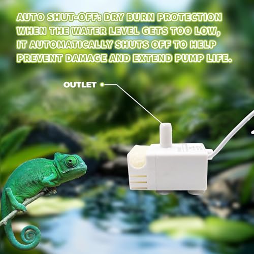 Bearded Dragon Tank Accessories, 1.5L Reptile Water Fountain with USB Auto Shut-Off Dry Burn Protection Pump, Reptile Habitat Waterfall for Bearded Dragon, Leopard Gecko, Chameleon, Snake