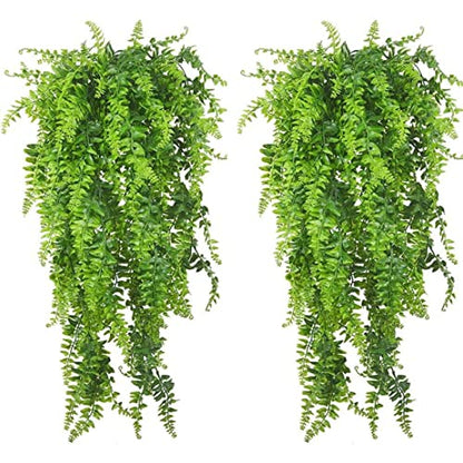 2 Pack Reptile Tank Accessories, Artificial Reptile Plants Hanging Vines Climbing Terrarium Plant with Suction Cup for Bearded Dragons Lizards Snake Hermit Crab Tank Habitat Decorations
