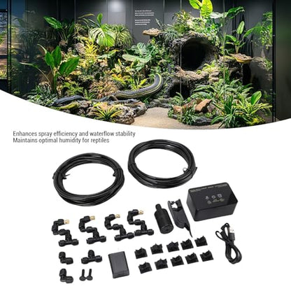 Reptile Humidifiers Smart Mister System Timer Function Automatic with Copper Nozzles for Spray Kit for Rainforest Reptiles Watering Plants Enhancing Gardens Cooling in Greenhou