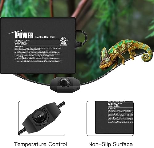 iPower 6 by 8 Inch Reptile Heating Pad with Temperature Adjustable Controller Knob, Under Tank Warmer Terrarium Heat Mat for Reptiles and Amphibians (Pack of 2) - size: 6 X 8 Inch (Pack of 2)