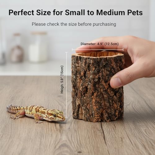 Veemoon Natural Tree Trunk Reptile Hide Cave Reptile & Amphibian Habitat Hideouts Natural Cork Bark Tree Trunk Terrarium Log Cave Wood Climbing Hide for Gecko Snakes Hermit Crabs Frog, 4. 9×5. 9"