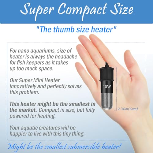 Super Mini Aquarium Heater 30W Betta Heater for 4-6 Gallon Tanks, Small Fish Tank Heater Turtle Heater with Dry-Run/Overheat Protection, Memory Function - size: For Tanks ≤ 6 Gal