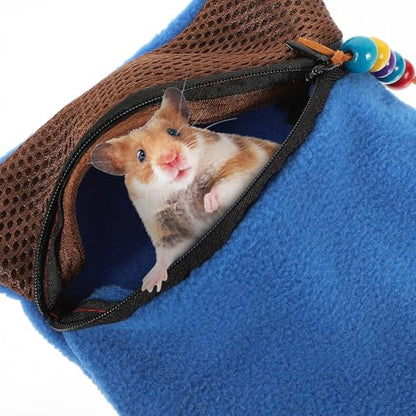 IMIKEYA Breathable Reptile and Small Animal Carrier Bag with Shoulder Strap, Portable Travel Sleeping Sack for Hamsters, Sugar Gliders, Rats, and Guinea Pigs – Dark Blue Random Color