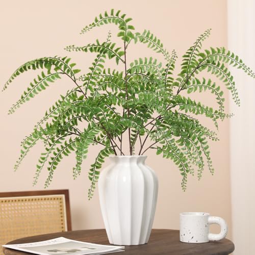 5Pcs Artificial Greenery Long Stem 33In Fake Ferns Leaves Branches for Vase Kitchen Garden Office Table Centerpieces Home Decor (Fern) - color: Fern