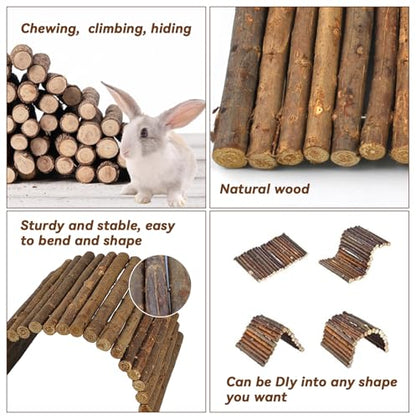 kathson Wooden Hamster Bridge,Guinea Pig Wood Ladder Bendable Tunnel Hideout Hut Small Animal Climbing Toys for Ferret Hedgehog Chinchilla Mice Rat Gerbil Baby Rabbit(19.6 x 6.0 in) - size: M (19.6 x 6.0 inches)