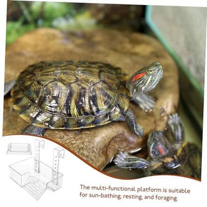 Turtle Basking Platform Acrylic Hanging Ramp for Aquatic Turtles Wall Mounted Reptile Saving Climbing Terrace for Sunbathing and Resting Aquariums