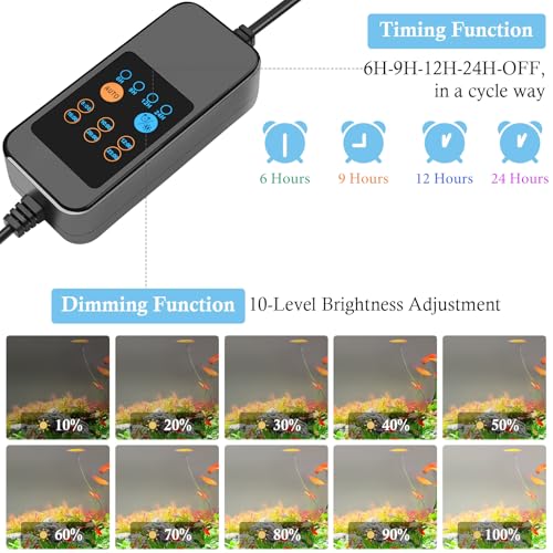 HITOP 24-32in Plant Growth Aquarium LED Light with Timer, Full Spectrum Auto 24/7 Lighting Cycle& 10-Level Brightness Adjustment, Fish Tank Light with Extendable Brackets - style: 24-32in