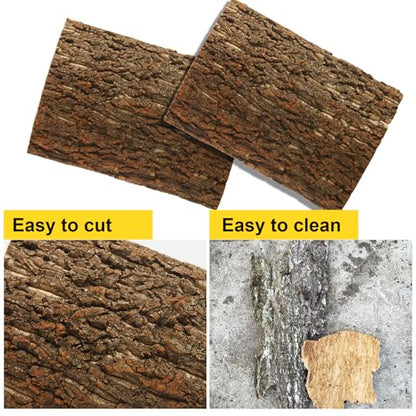 STARVAST 4PCS Cork Terrarium Background 15.7x11.8in Reptile Tank Background Board Habitat Decoration, Natural Cork Large Bark Climbing Mat for Gecko Lizard Tortoise Chameleon