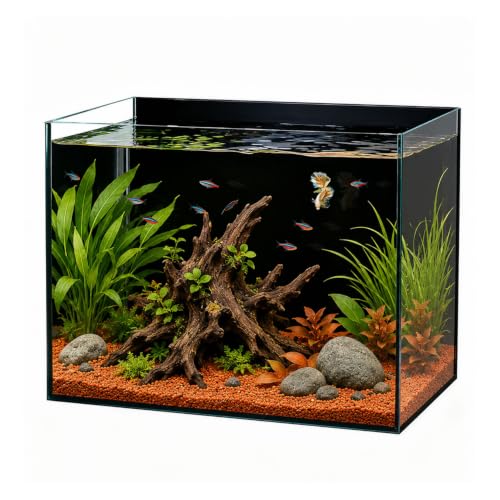 4.9 Gallon Glass Fish Tank, 5 Gallon Small Aquarium Bowl, Ultra Clear, Rimless Design, for Betta, Goldfish, Snails, Shrimp, Aquatic Planting Beginner - color: Black